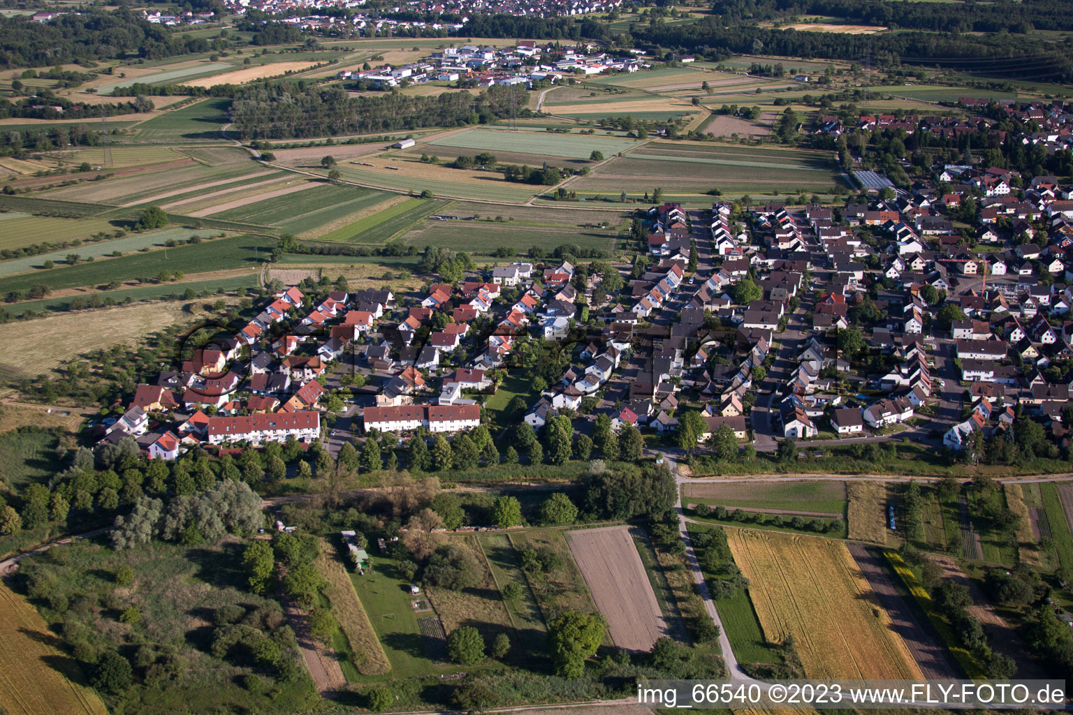 Au am Rhein in the state Baden-Wuerttemberg, Germany from the drone perspective