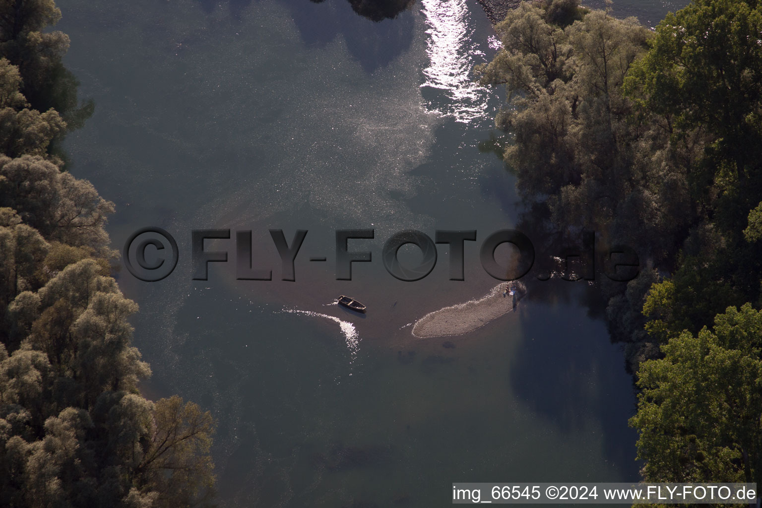 Aerial view of Au am Rhein in the state Baden-Wuerttemberg, Germany