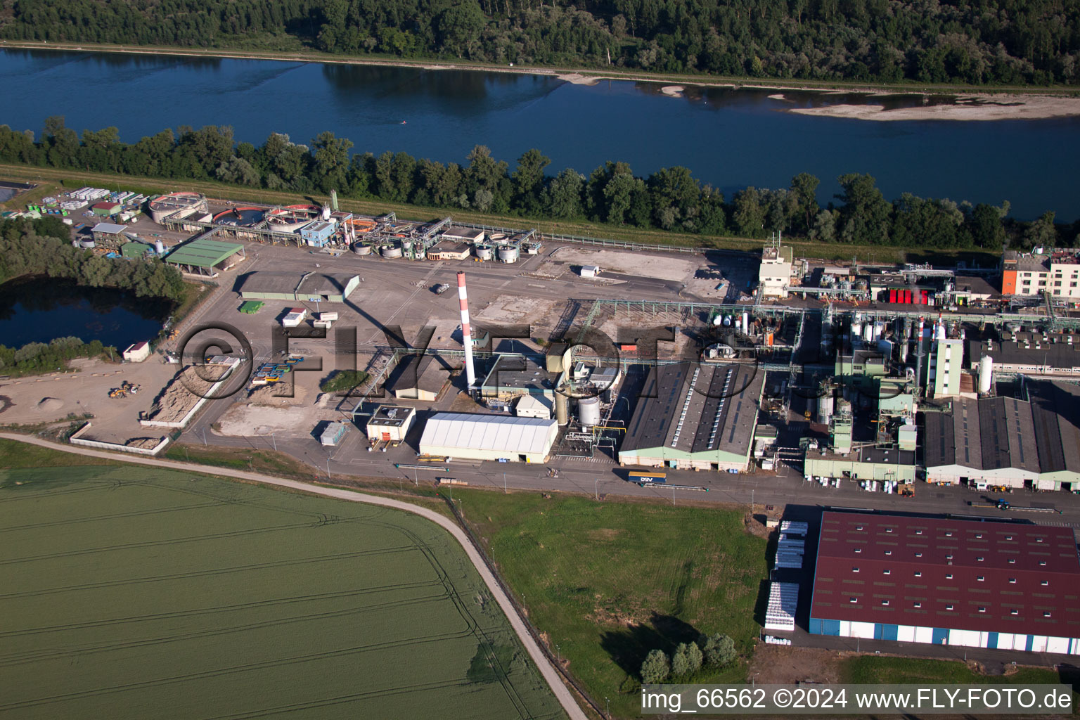 Oblique view of Industry on the Rhine in Lauterbourg in the state Bas-Rhin, France