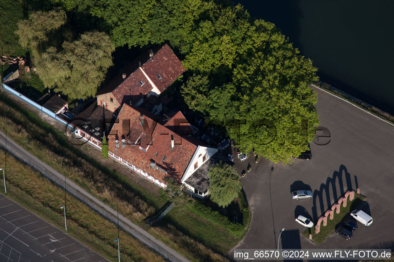 Aerial photograpy of On board the Rhine in Lauterbourg in the state Bas-Rhin, France