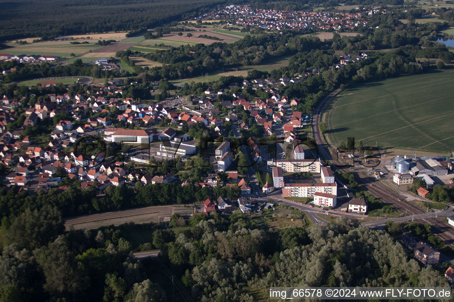 Bird's eye view of Lauterbourg in the state Bas-Rhin, France