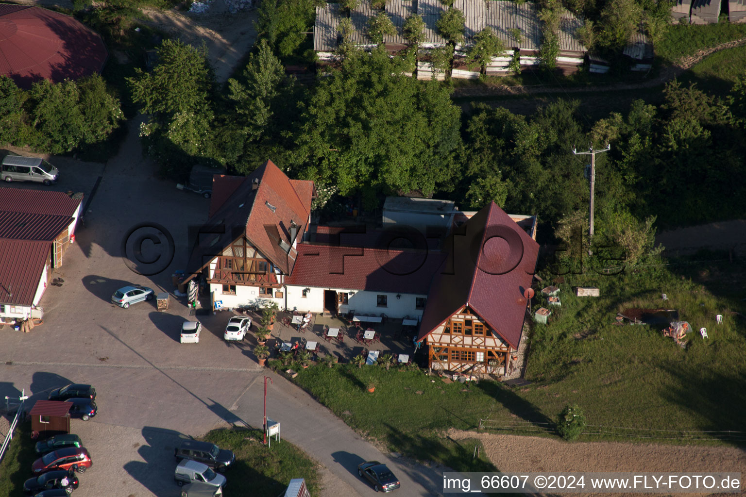 Bird's eye view of Haras de la Nee in Neewiller-près-Lauterbourg in the state Bas-Rhin, France