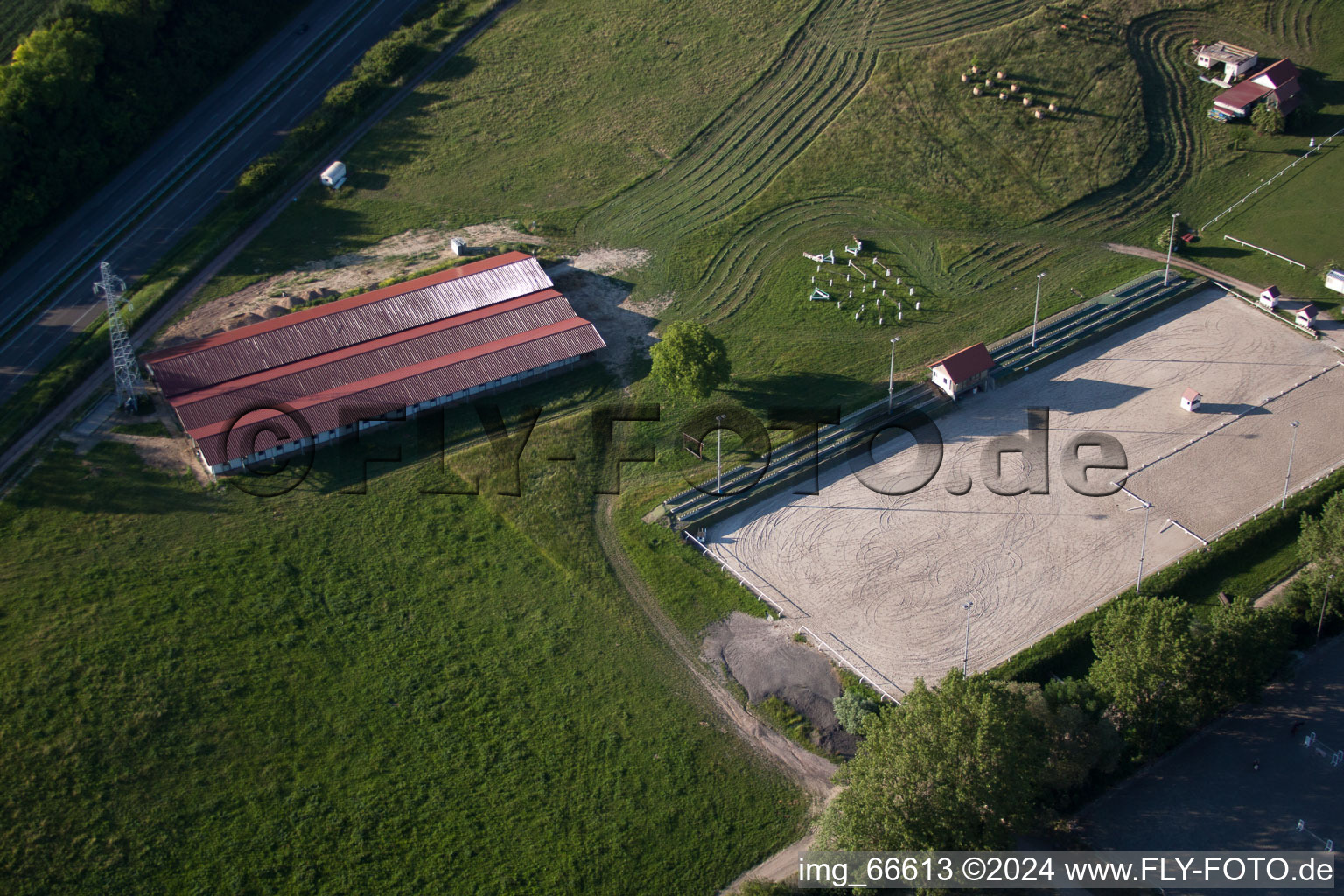 Drone recording of Haras de la Nee in Neewiller-près-Lauterbourg in the state Bas-Rhin, France