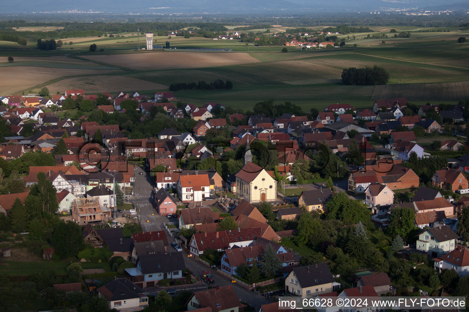 Oberlauterbach in the state Bas-Rhin, France from the plane