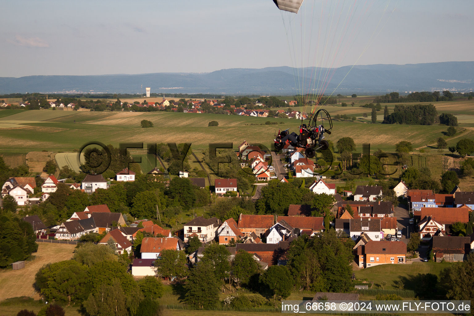 Siegen in the state Bas-Rhin, France from the plane