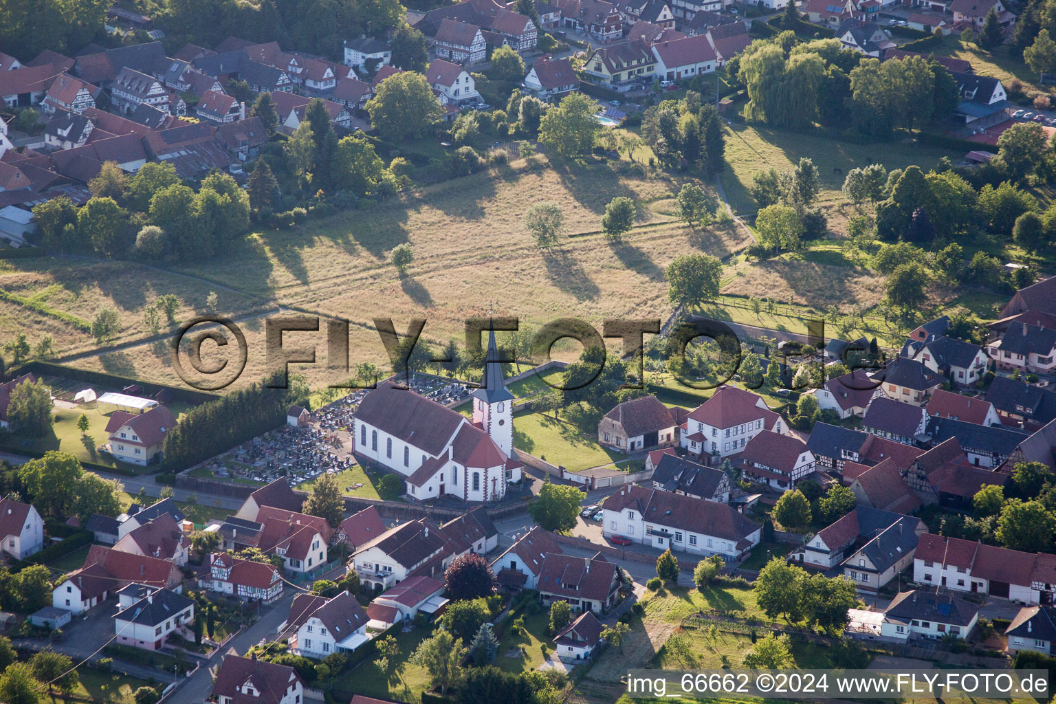 Aerial photograpy of Seebach in the state Bas-Rhin, France