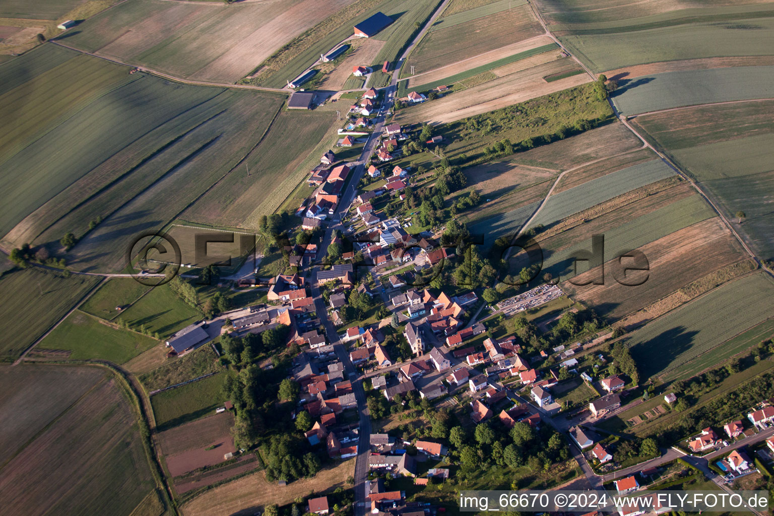 Siegen in the state Bas-Rhin, France viewn from the air