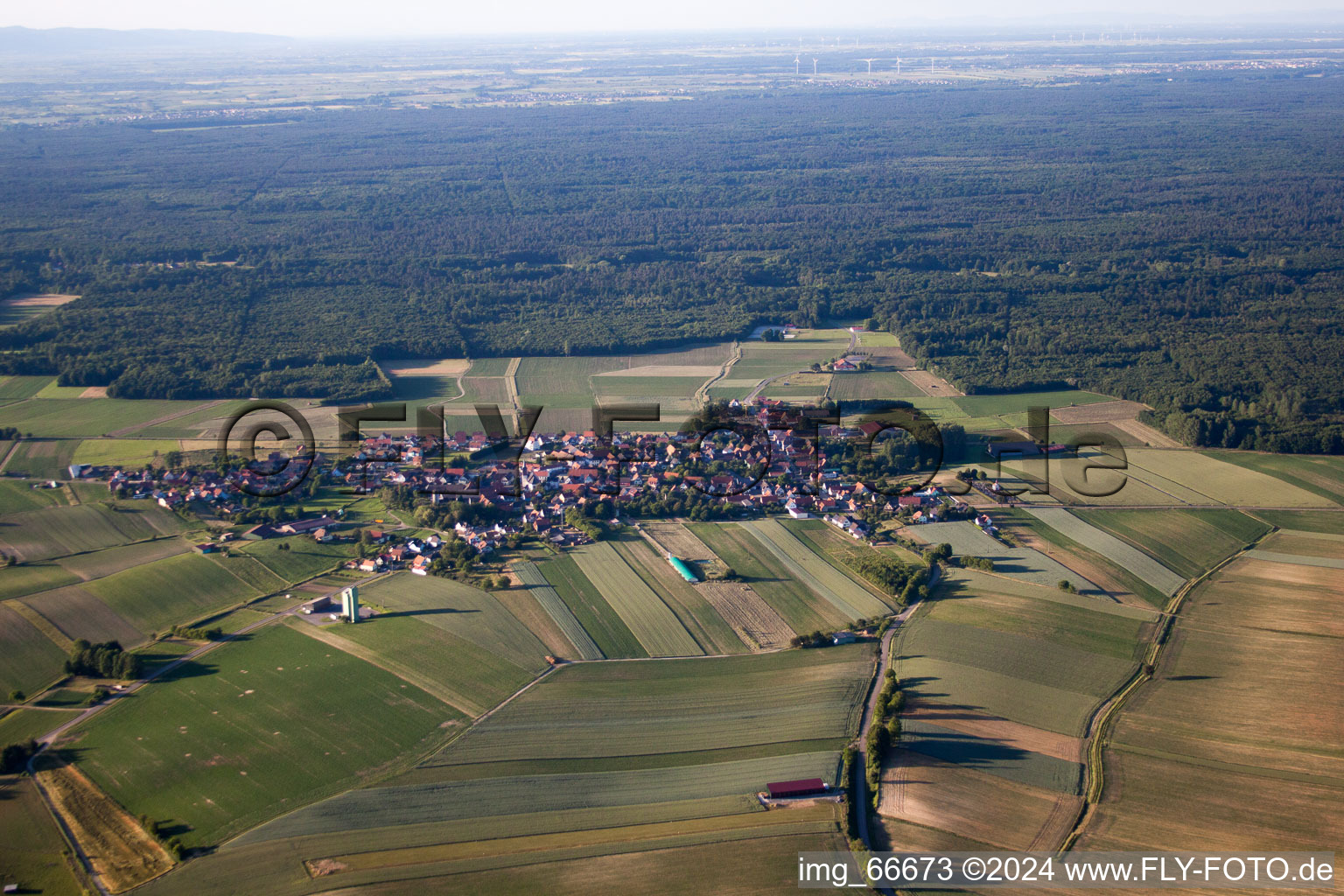 Aerial view of Salmbach in the state Bas-Rhin, France