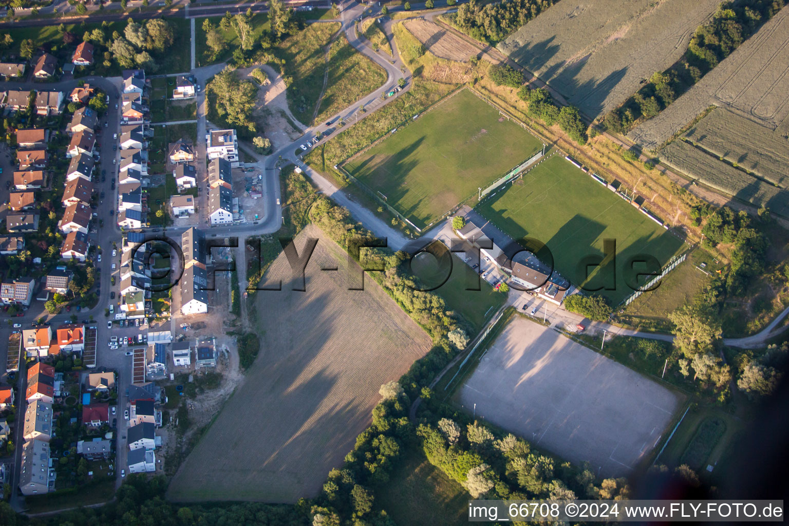 Sports fields in the district Mörsch in Rheinstetten in the state Baden-Wuerttemberg, Germany