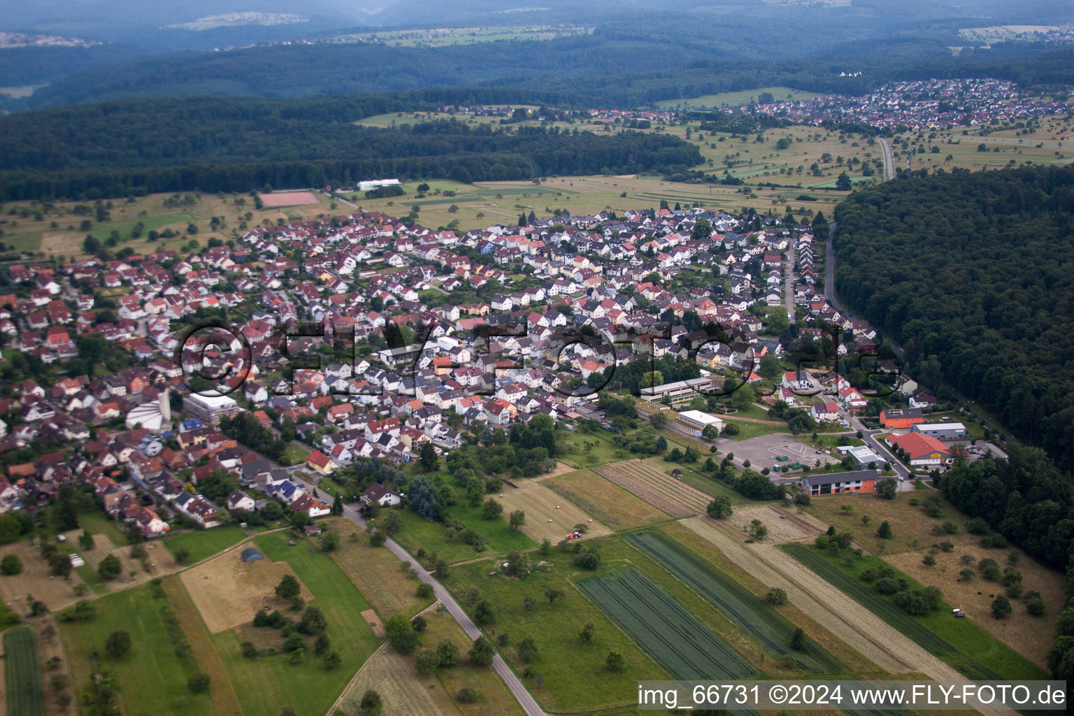 Aerial view of District Spessart in Ettlingen in the state Baden-Wuerttemberg, Germany