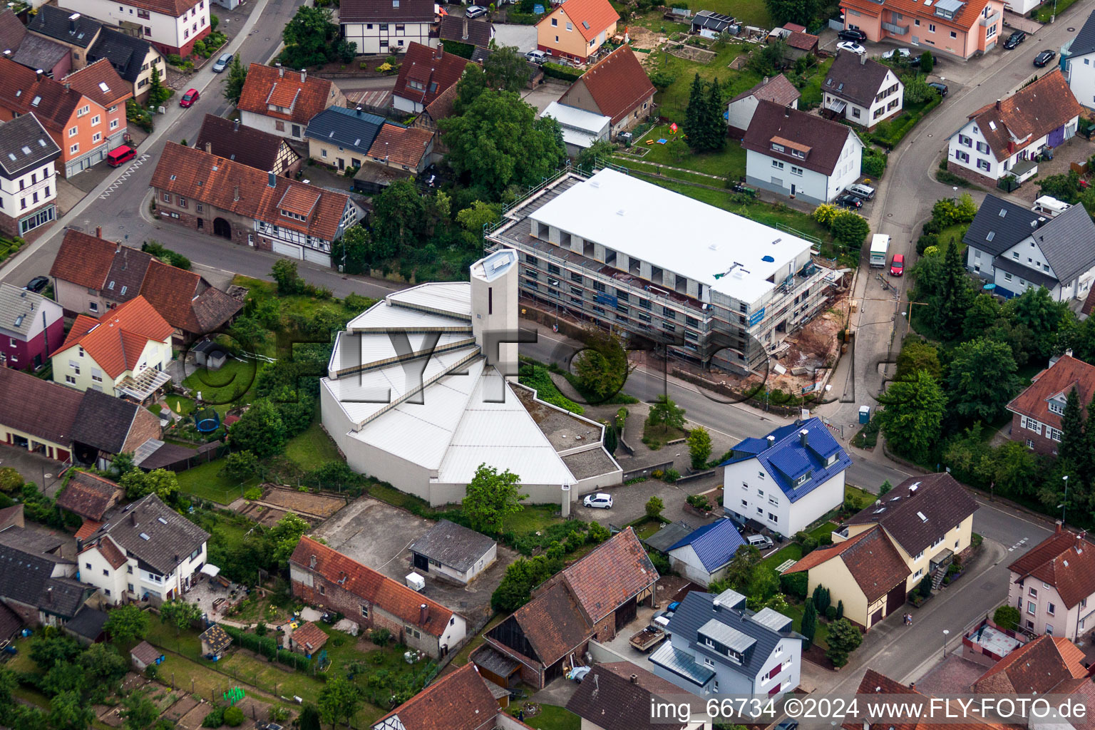 Church building of St. Antonius in the district Spessart in Ettlingen in the state Baden-Wurttemberg, Germany