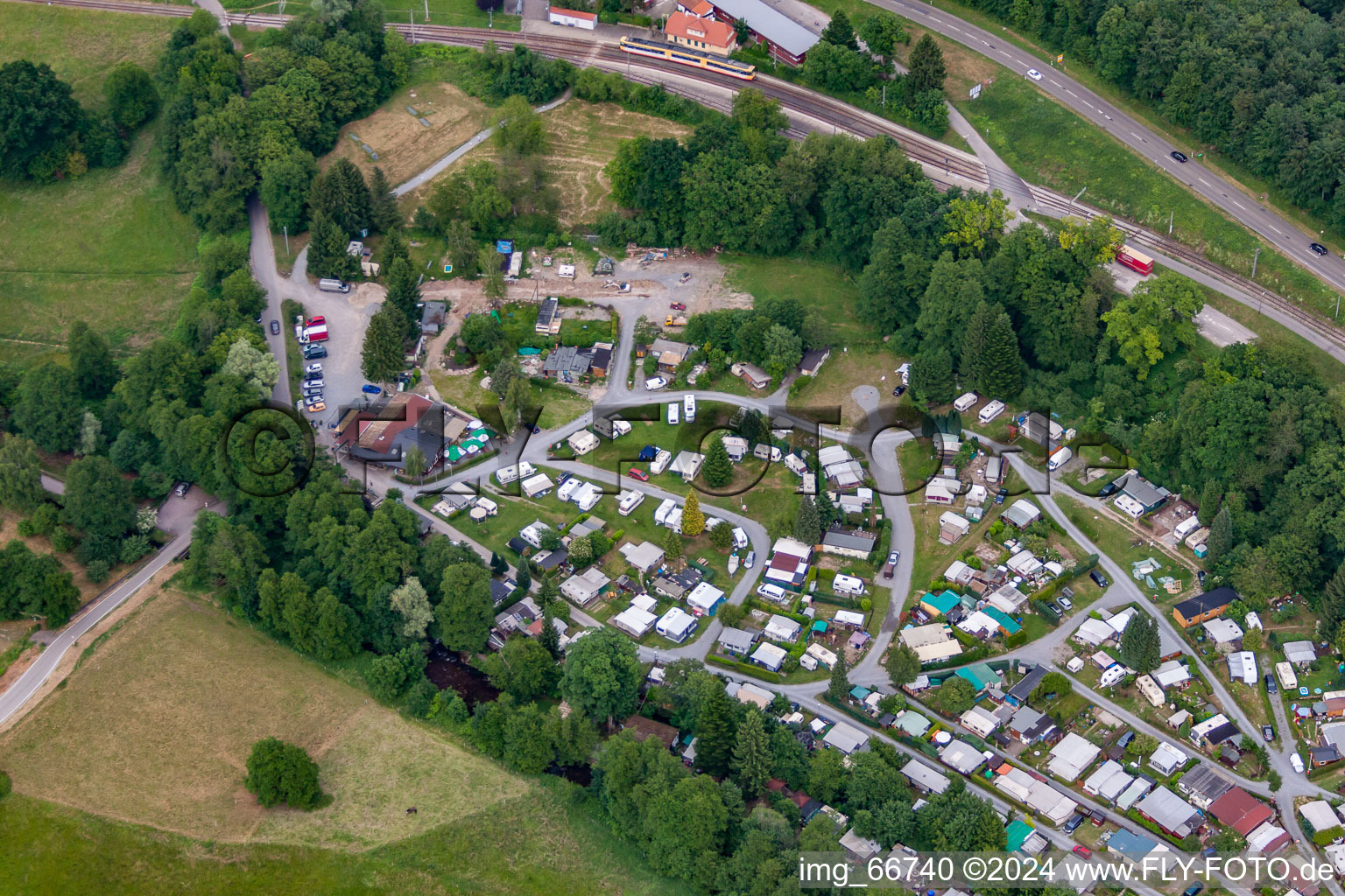 Nature camping Albtal in the district Etzenrot in Waldbronn in the state Baden-Wuerttemberg, Germany