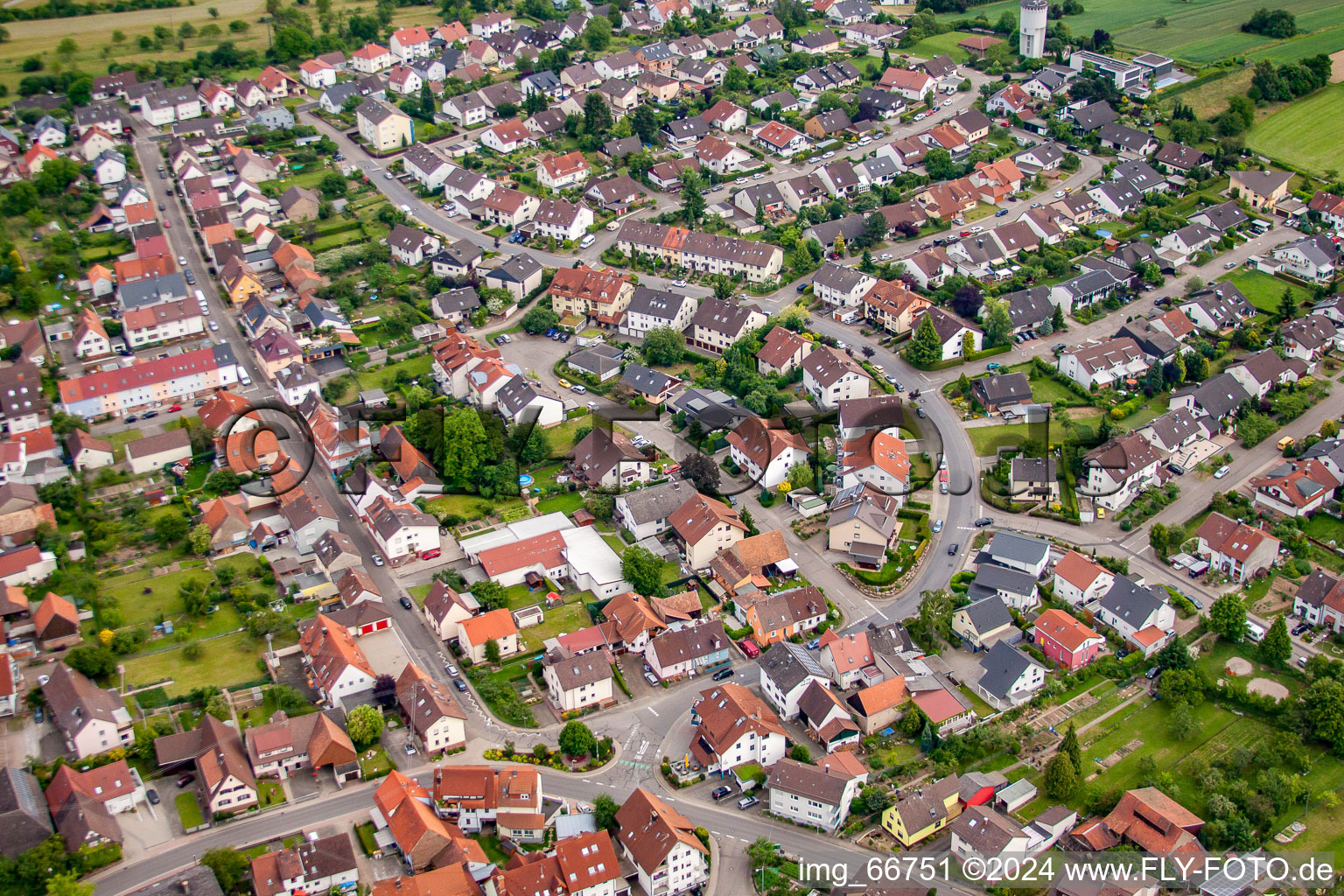 Aerial view of District Spielberg in Karlsbad in the state Baden-Wuerttemberg, Germany