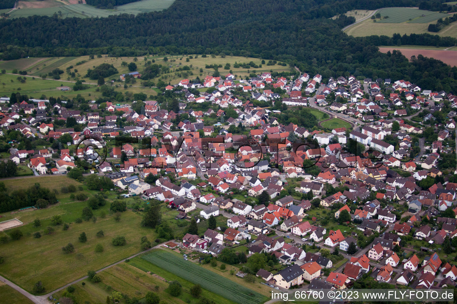 District Ittersbach in Karlsbad in the state Baden-Wuerttemberg, Germany from a drone