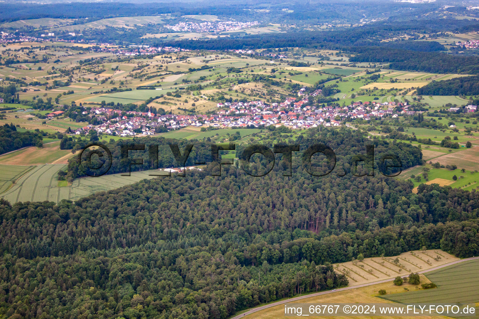 District Ottenhausen in Straubenhardt in the state Baden-Wuerttemberg, Germany out of the air