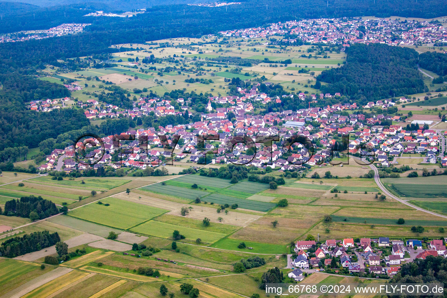 Aerial view of District Feldrennach in Straubenhardt in the state Baden-Wuerttemberg, Germany