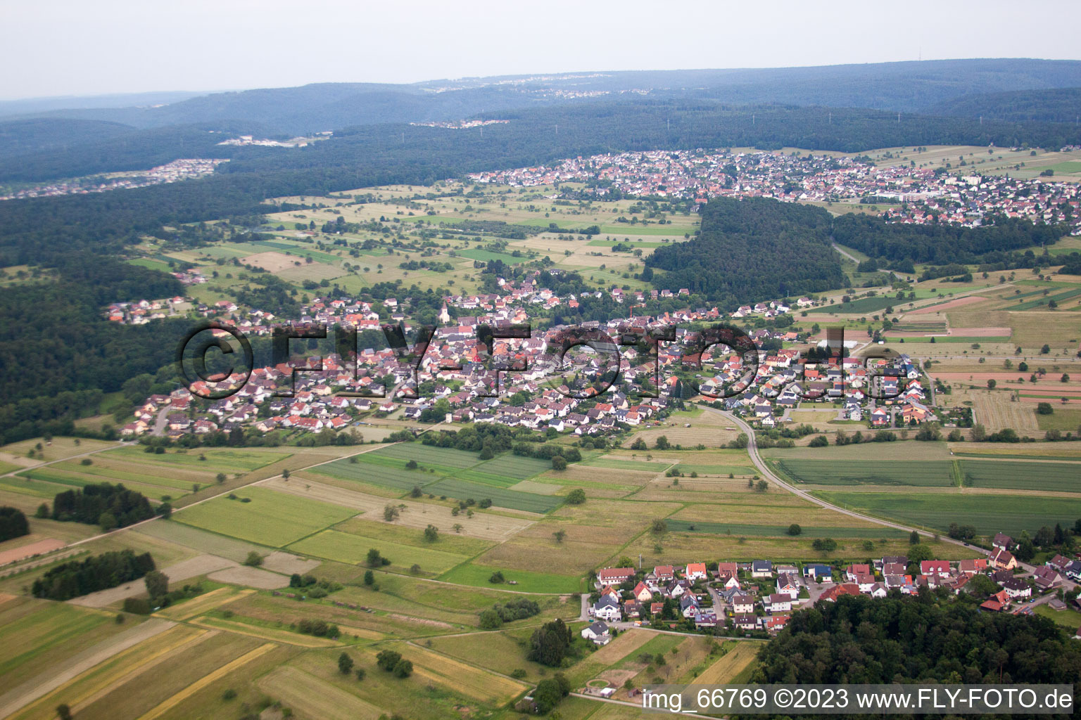 Aerial photograpy of District Feldrennach in Straubenhardt in the state Baden-Wuerttemberg, Germany