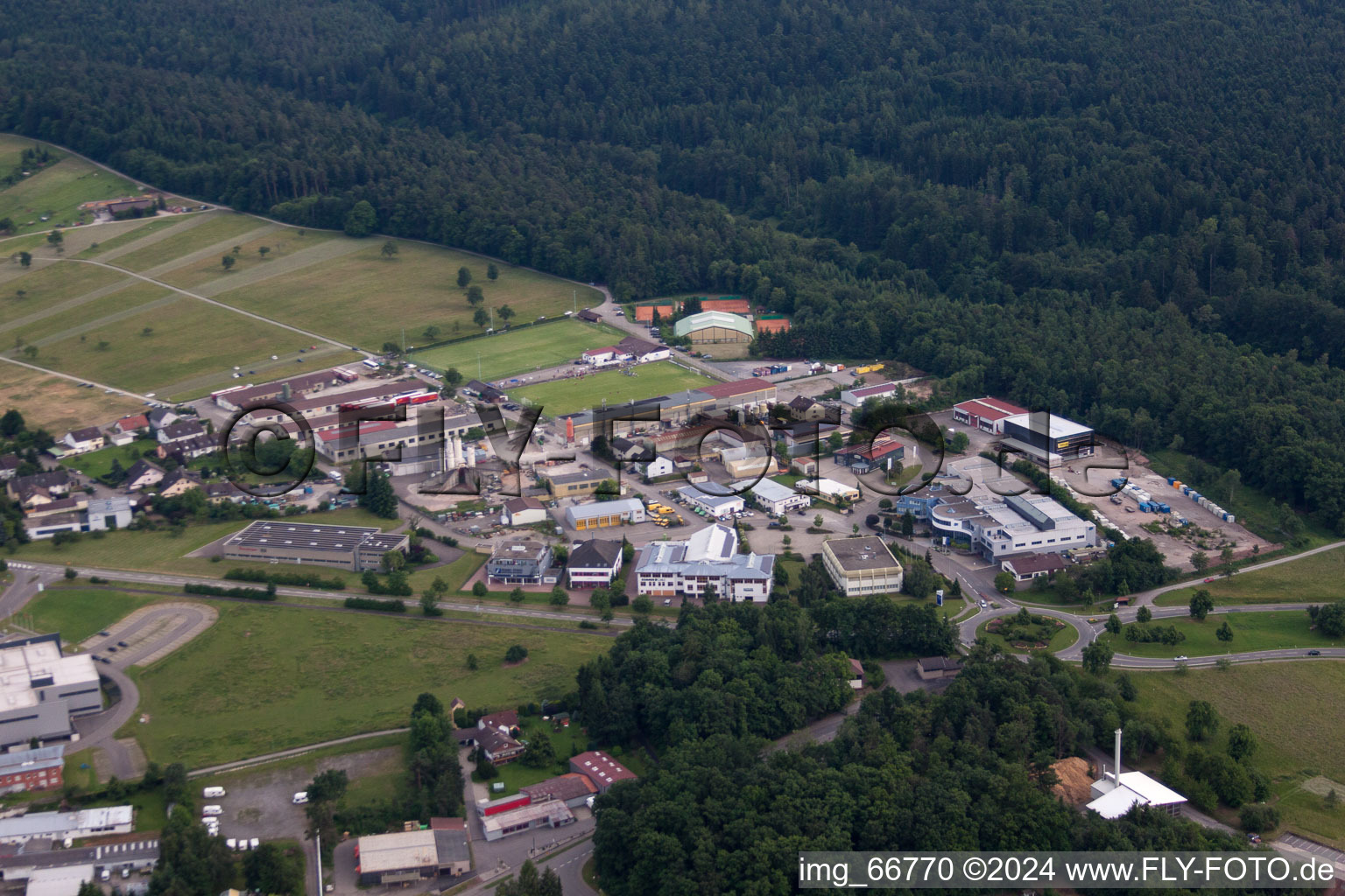 Liebigweg Industrial Area in the district Conweiler in Straubenhardt in the state Baden-Wuerttemberg, Germany