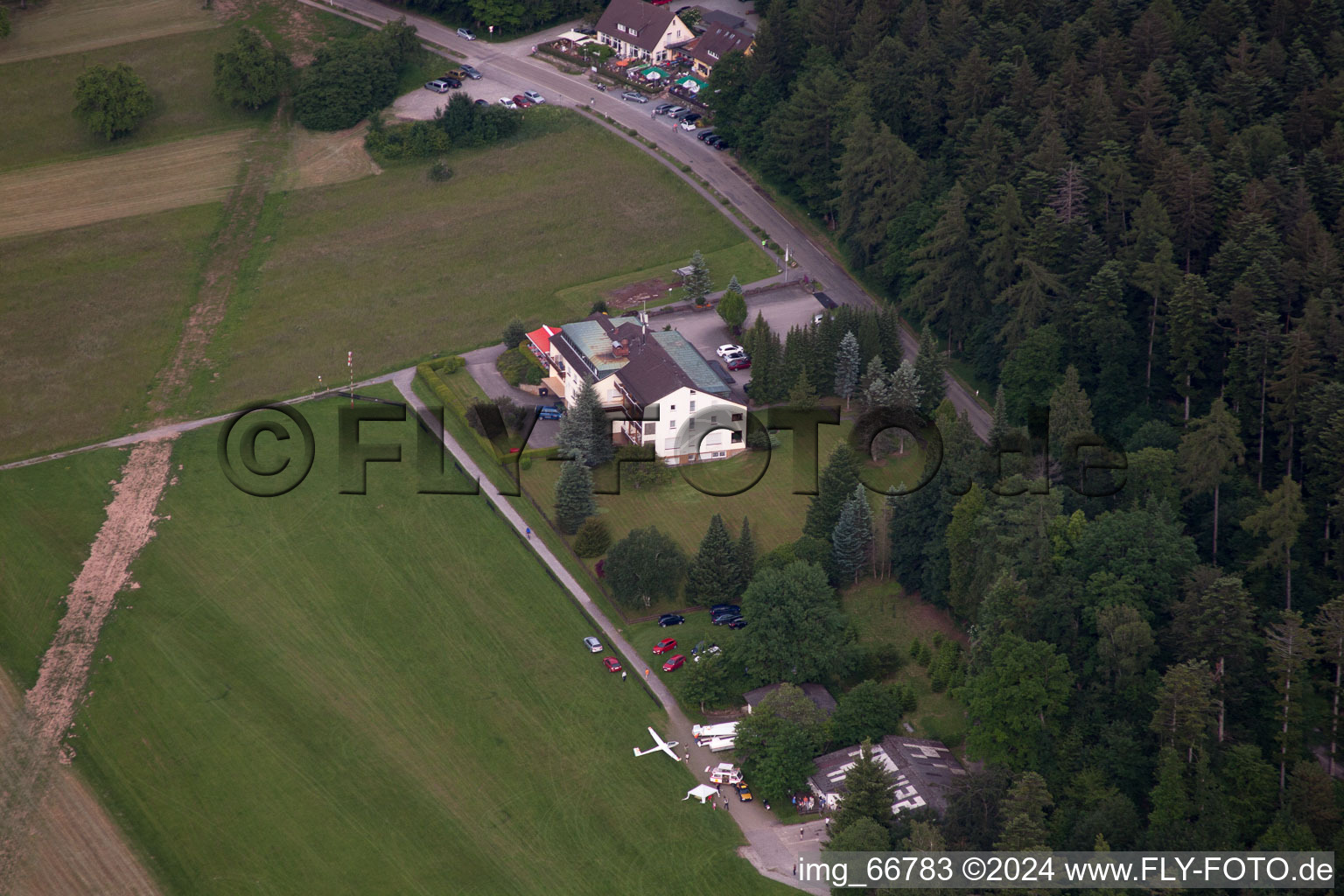 Aerial view of Schwann, Hotel Adlerhof in the district Conweiler in Straubenhardt in the state Baden-Wuerttemberg, Germany