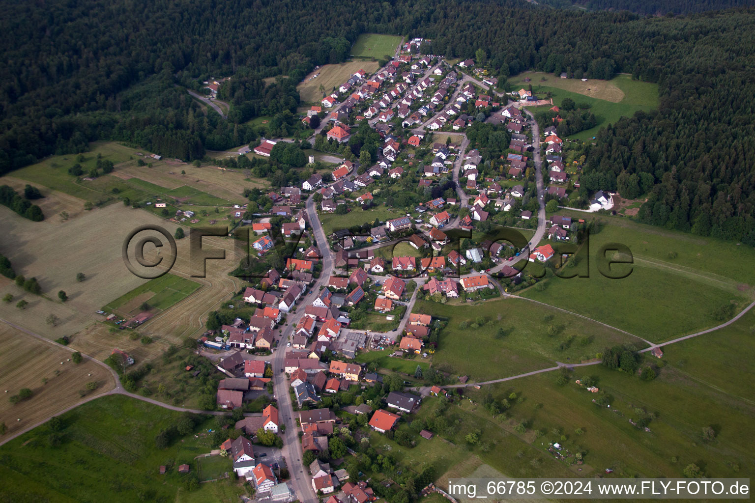 Oblique view of Dennach in the state Baden-Wuerttemberg, Germany