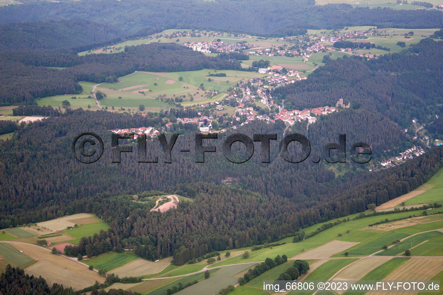 Aerial photograpy of Bad Teinach-Zavelstein in Zavelstein in the state Baden-Wuerttemberg, Germany