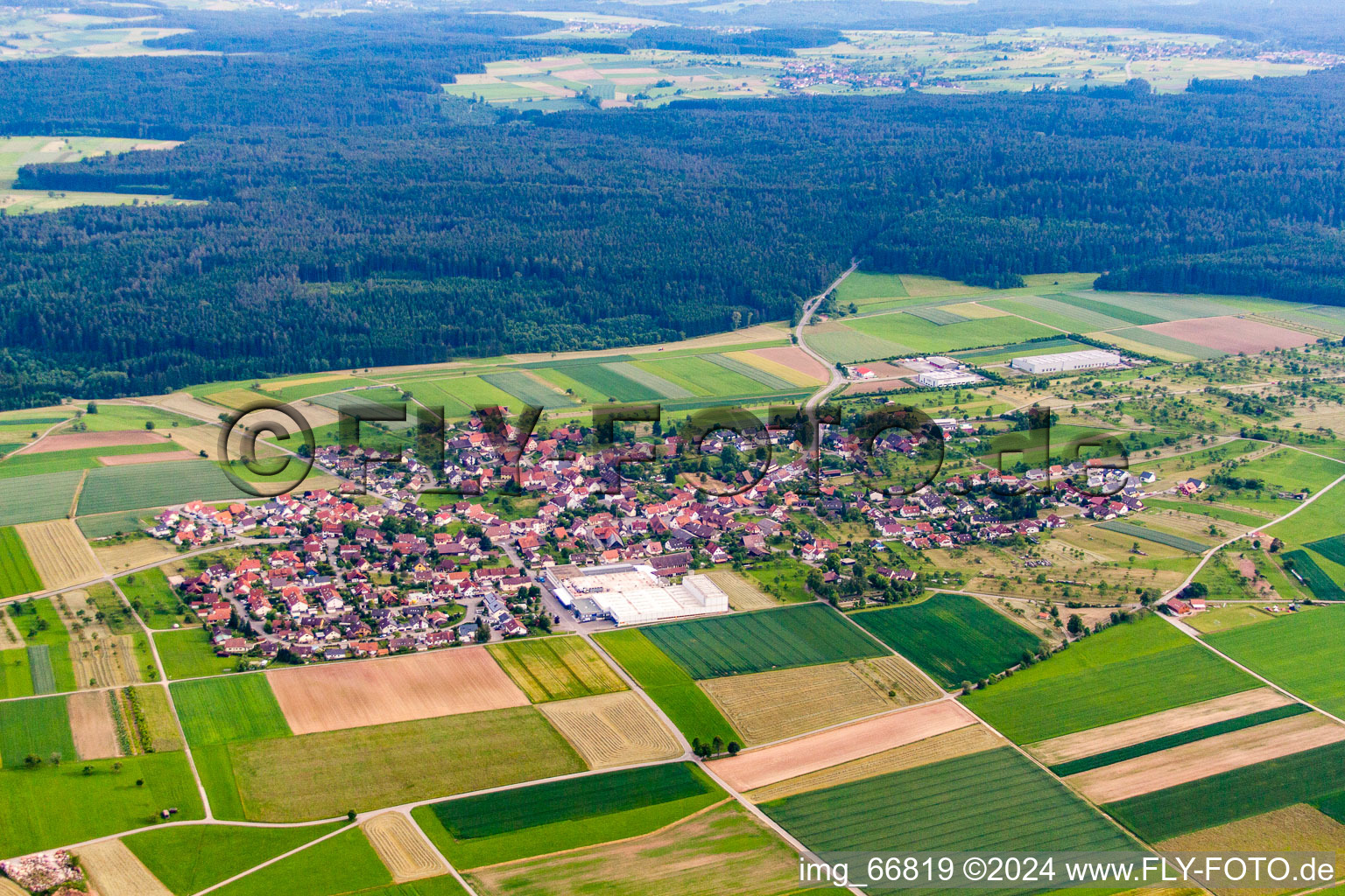 From the north in the district Oberhaugstett in Neubulach in the state Baden-Wuerttemberg, Germany