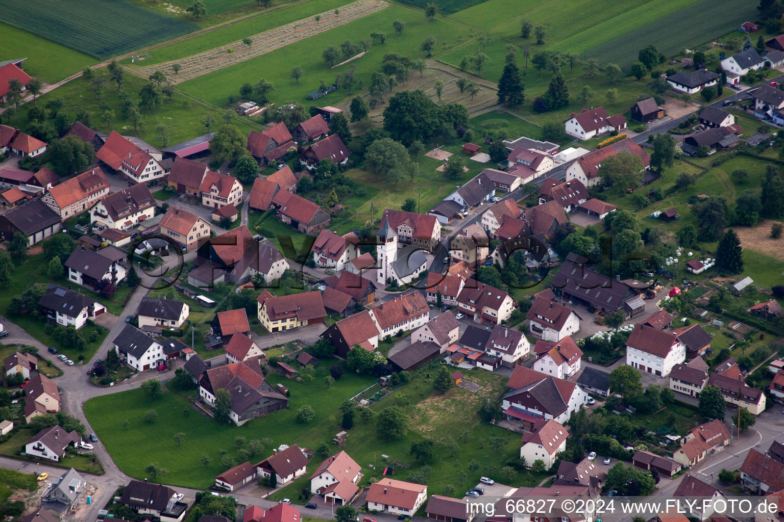 Oblique view of Neubulach in the state Baden-Wuerttemberg, Germany