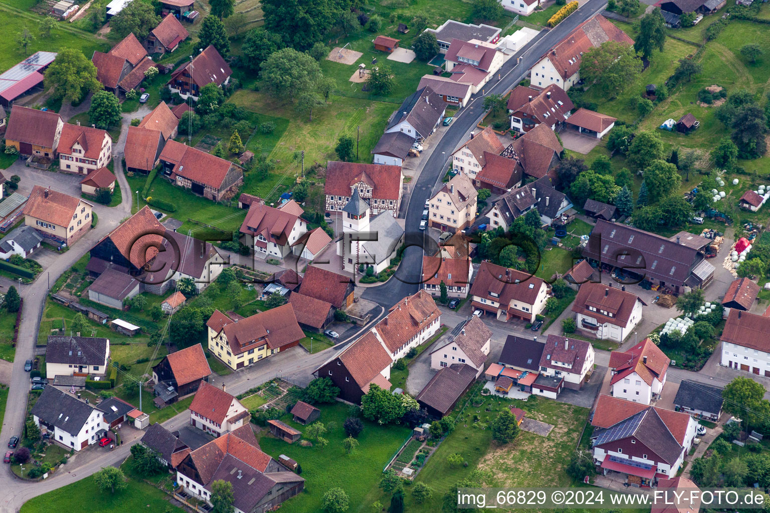 Aerial photograpy of Town View of the streets and houses of the residential areas in Neubulach in the state Baden-Wurttemberg, Germany