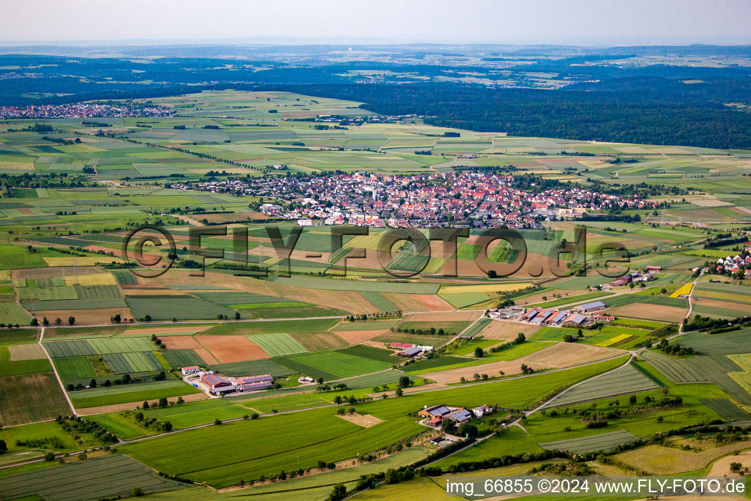 Aerial view of District Oberjesingen in Herrenberg in the state Baden-Wuerttemberg, Germany