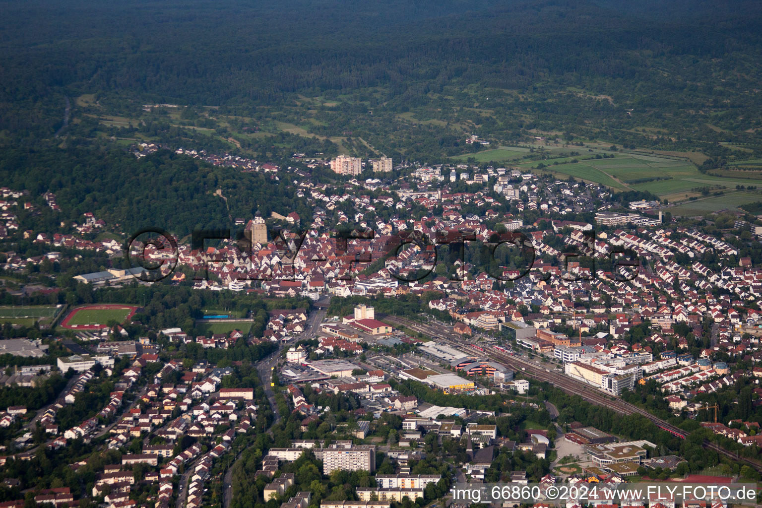 From the west in Herrenberg in the state Baden-Wuerttemberg, Germany