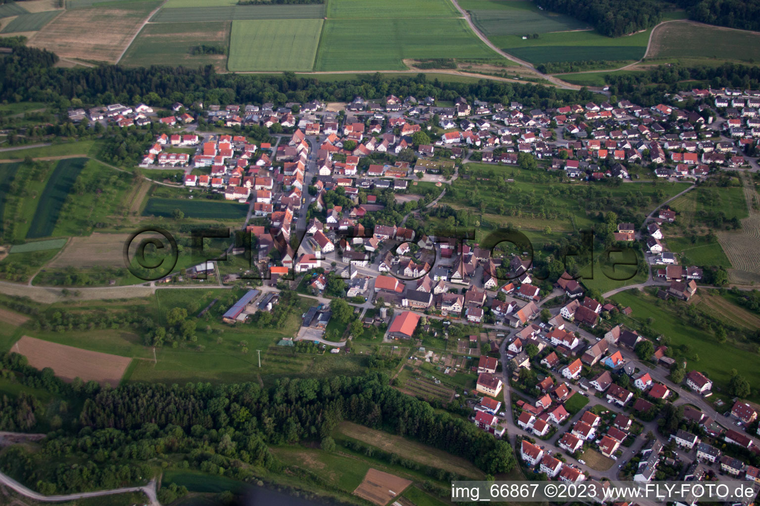 Aerial view of District Haslach in Herrenberg in the state Baden-Wuerttemberg, Germany