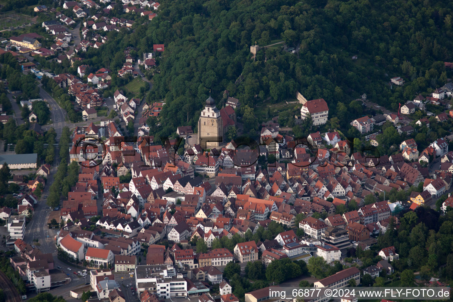 Historic old town with collegiate church in Herrenberg in the state Baden-Wuerttemberg, Germany