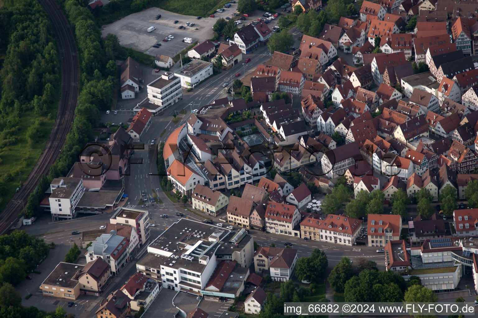 Aerial view of Bronntor in Herrenberg in the state Baden-Wuerttemberg, Germany