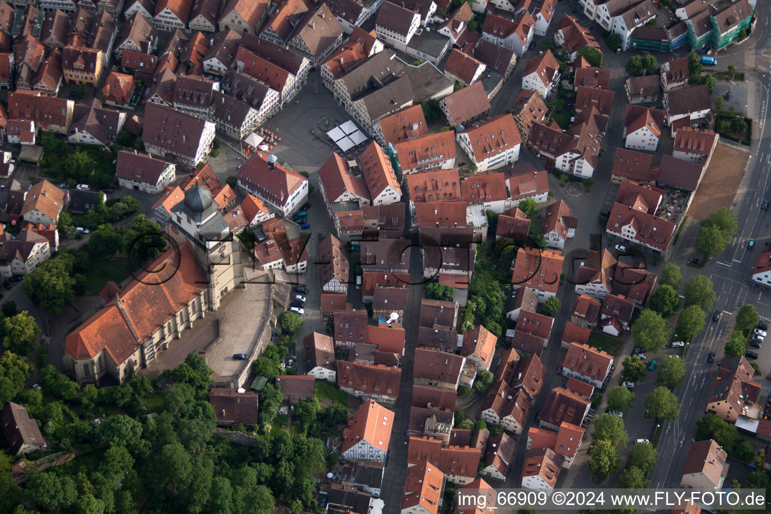 Rathausgass under the collegiate church in Herrenberg in the state Baden-Wuerttemberg, Germany