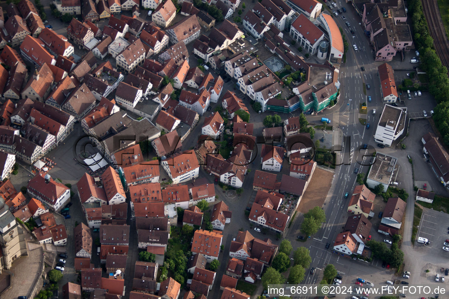 Badgasse from the north in Herrenberg in the state Baden-Wuerttemberg, Germany