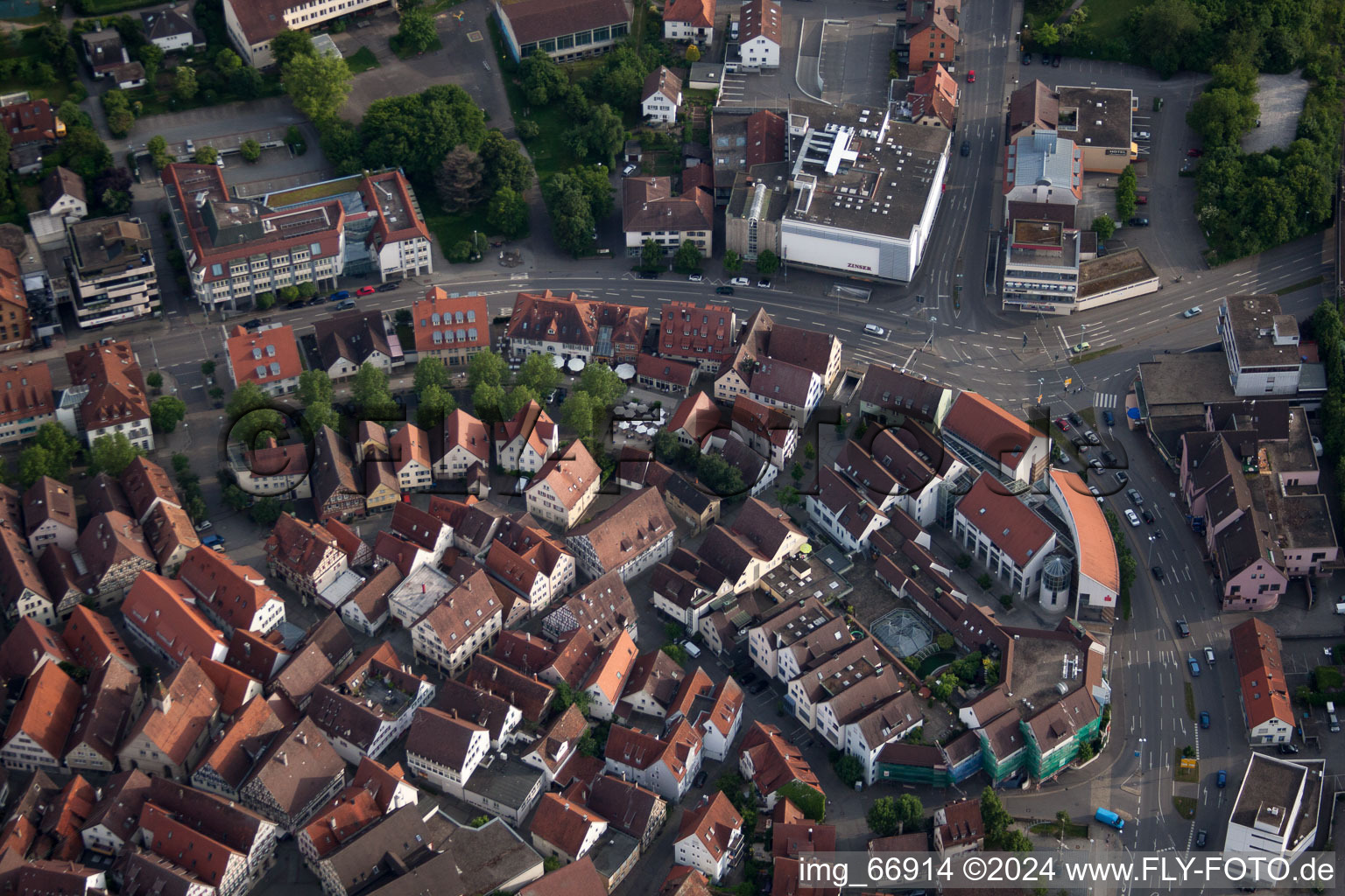 Bronngasse from the north in Herrenberg in the state Baden-Wuerttemberg, Germany