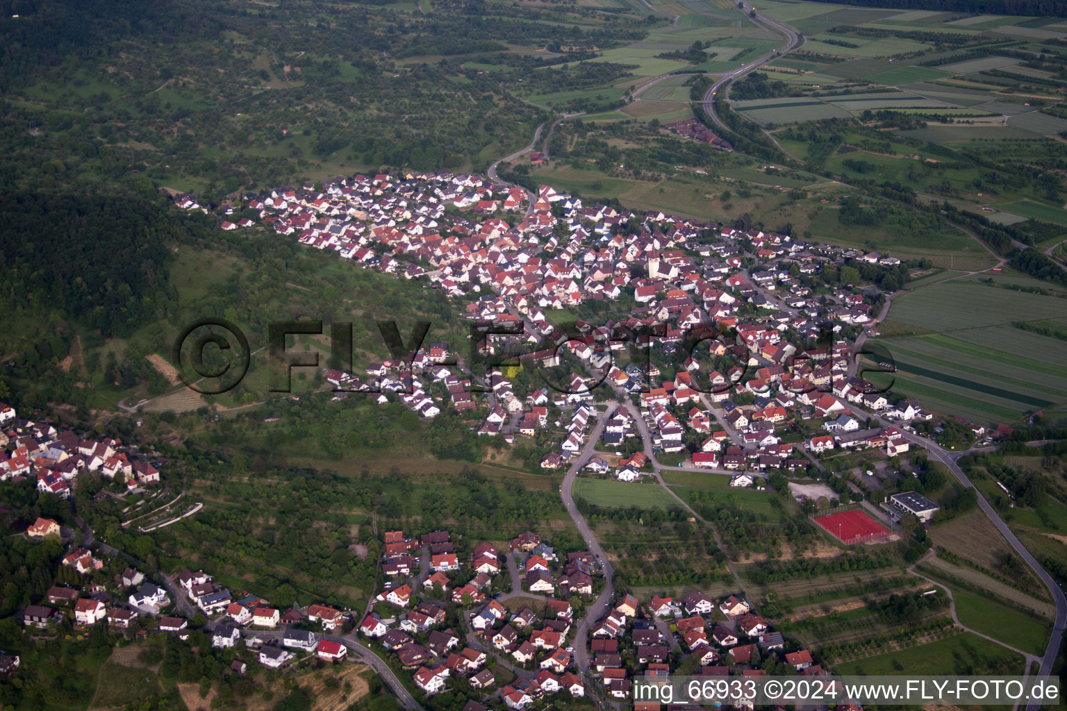 From the northwest in the district Kayh in Herrenberg in the state Baden-Wuerttemberg, Germany