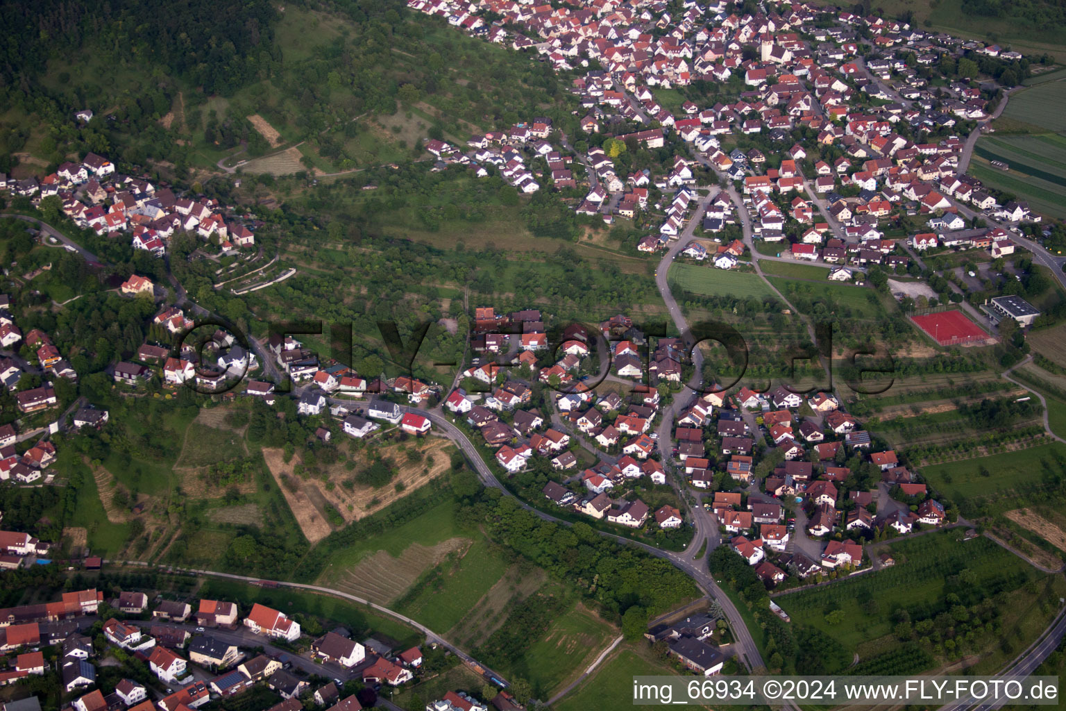 From the west in the district Mönchberg in Herrenberg in the state Baden-Wuerttemberg, Germany