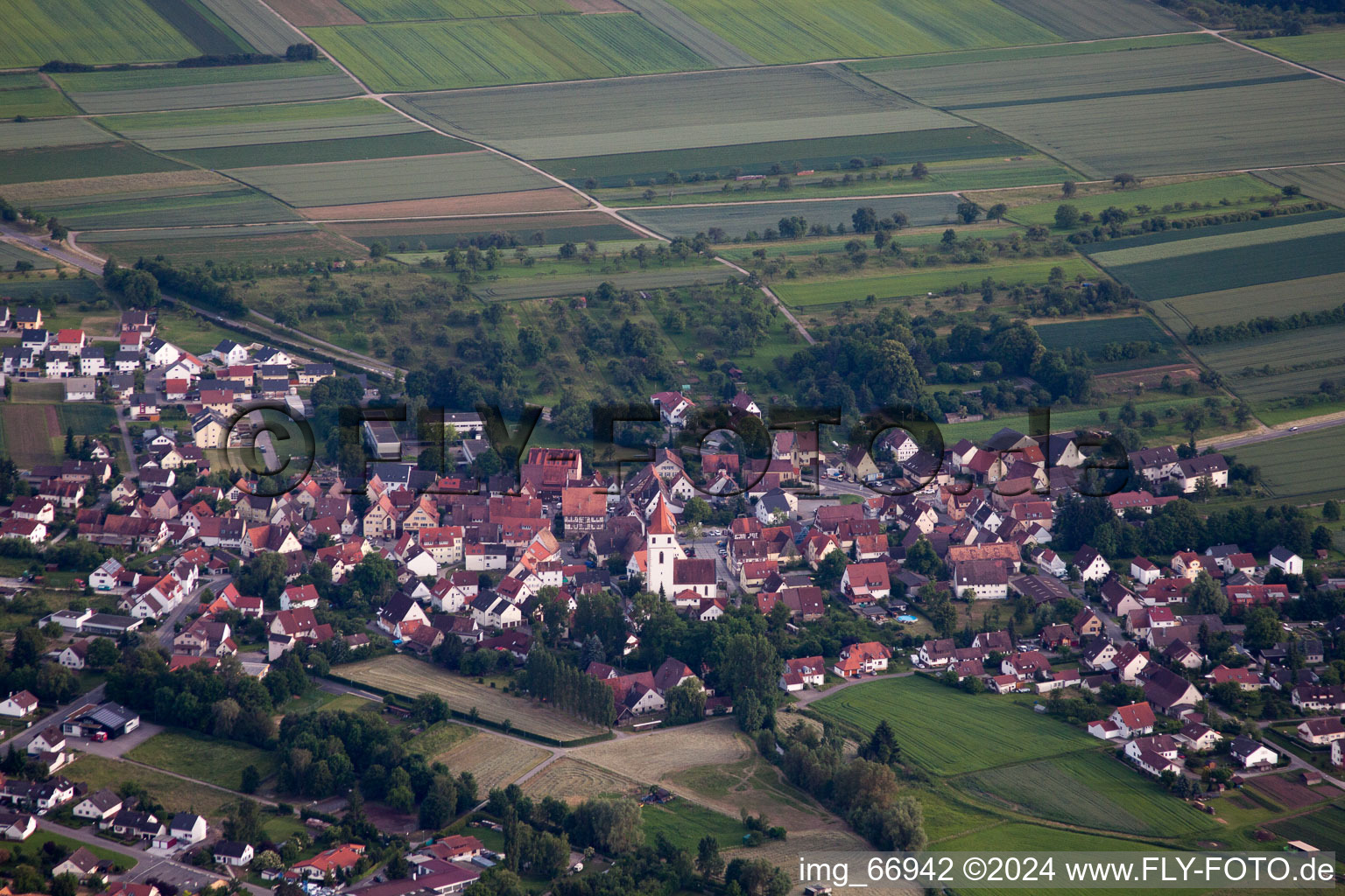 District Altingen in Ammerbuch in the state Baden-Wuerttemberg, Germany from above