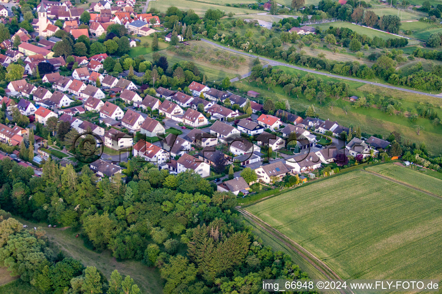 Aerial view of District Poltringen in Ammerbuch in the state Baden-Wuerttemberg, Germany