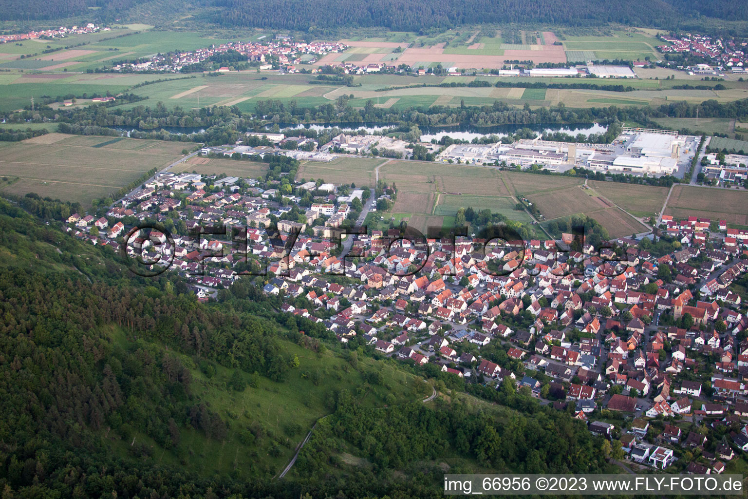 Hirschau in the state Baden-Wuerttemberg, Germany from above