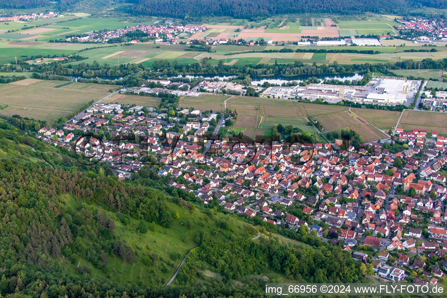 Hirschau in the state Baden-Wuerttemberg, Germany from above