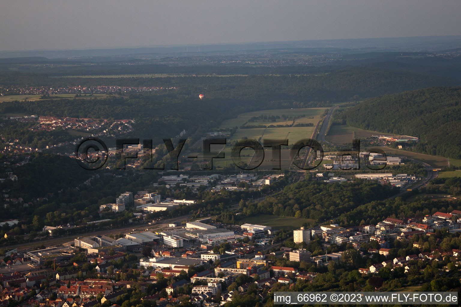 Tübingen in the state Baden-Wuerttemberg, Germany from above