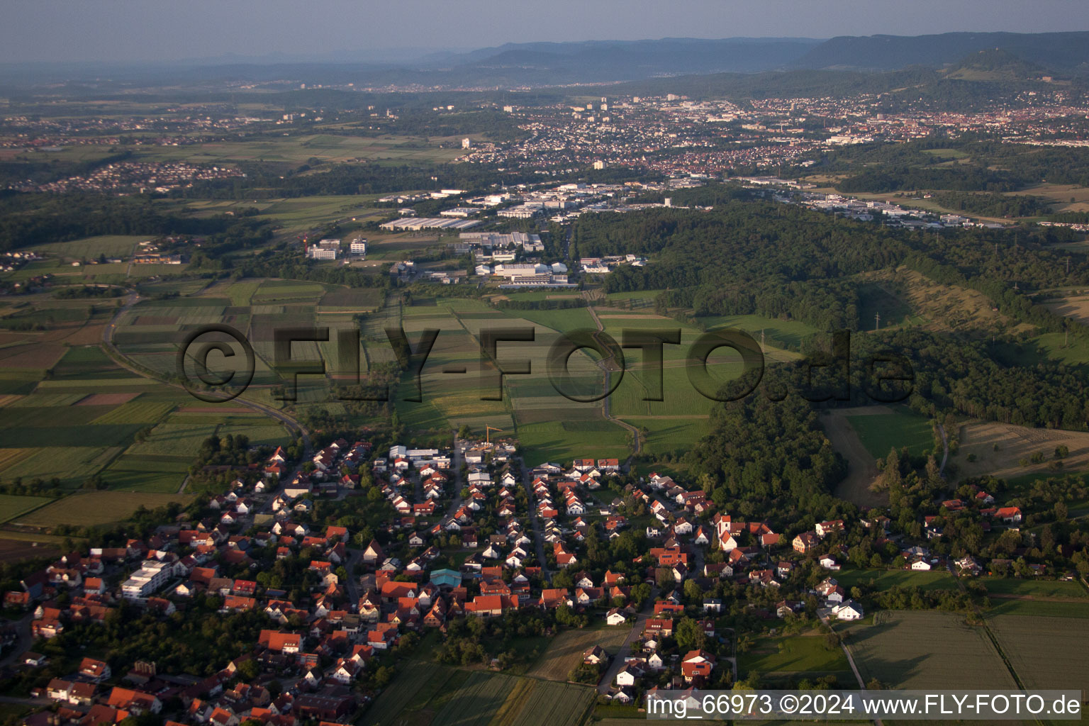 Aerial view of Reutlingen in the state Baden-Wuerttemberg, Germany