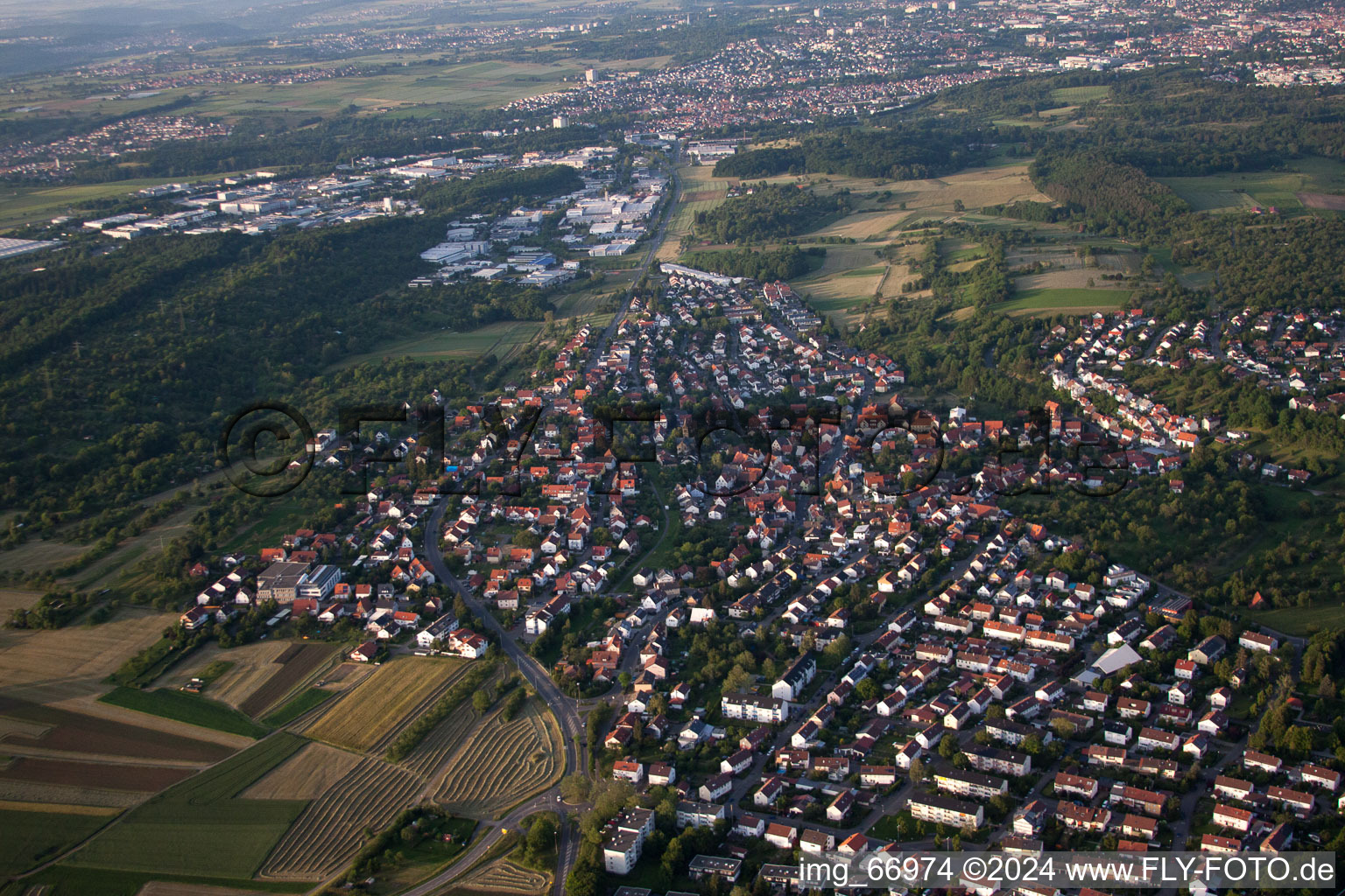 From the southwest in the district Ohmenhausen in Reutlingen in the state Baden-Wuerttemberg, Germany