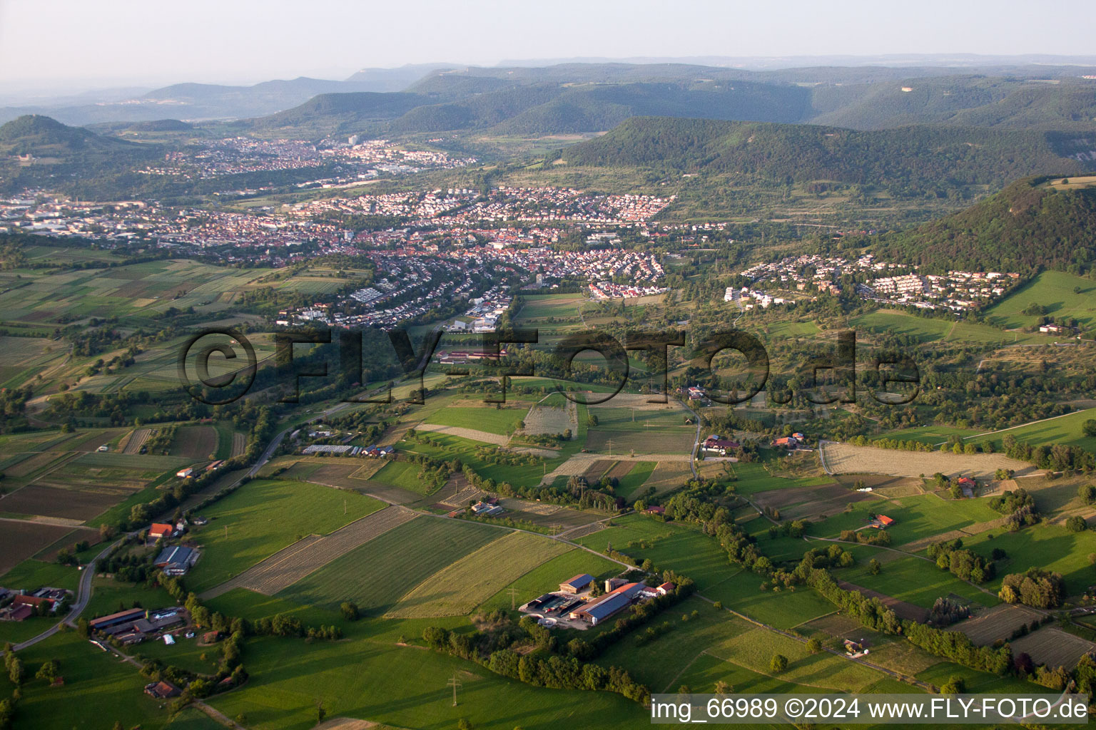 Oblique view of Reutlingen in the state Baden-Wuerttemberg, Germany