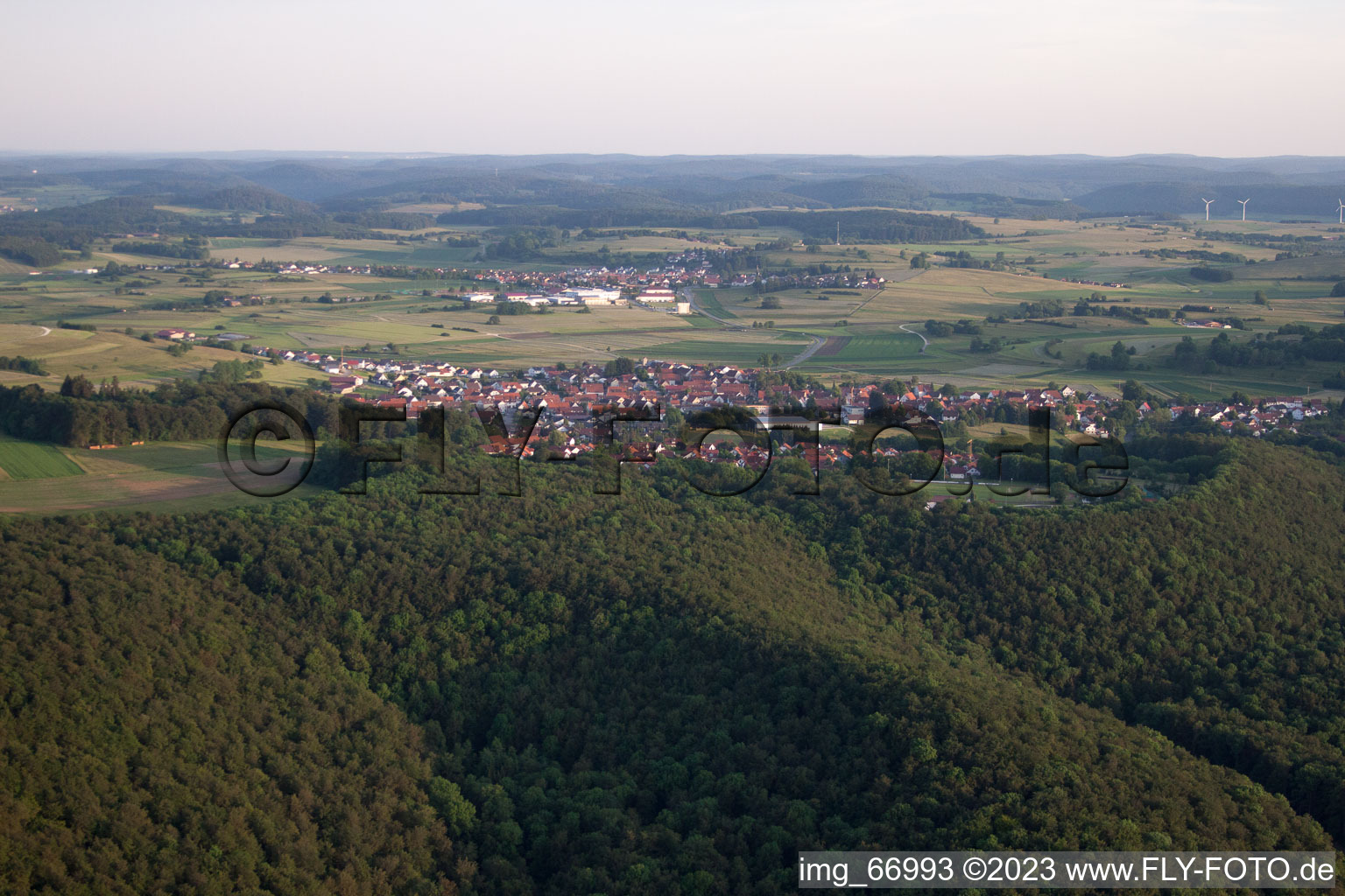Aerial view of Genkingen in the state Baden-Wuerttemberg, Germany