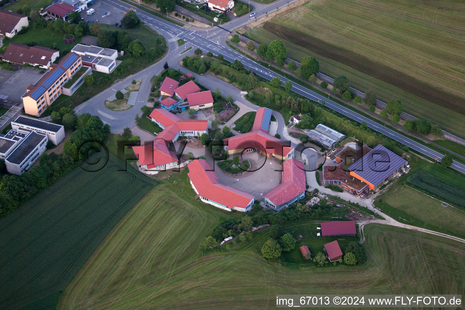 School building of the Freie Waldorfschule auf of Alb in the district Grossengstingen in Engstingen in the state Baden-Wurttemberg