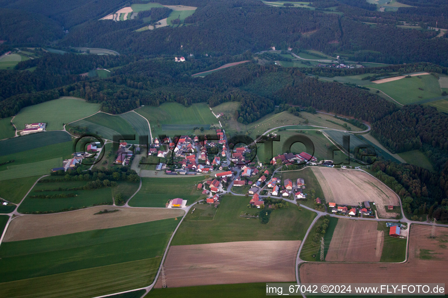 Aerial view of Münzdorf in the state Baden-Wuerttemberg, Germany