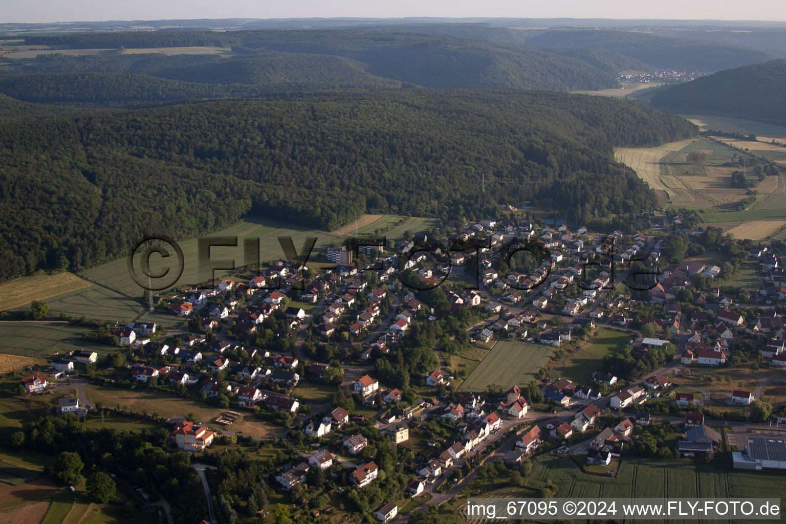 Town View of the streets and houses of the residential areas in the district Pfraunstetten in Allmendingen in the state Baden-Wurttemberg